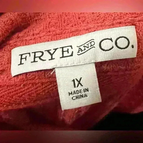 Frye and Company Women’s Button Up Long Sleeve Waffle Knit Orange Shirt 1X NWT - Picture 5 of 7